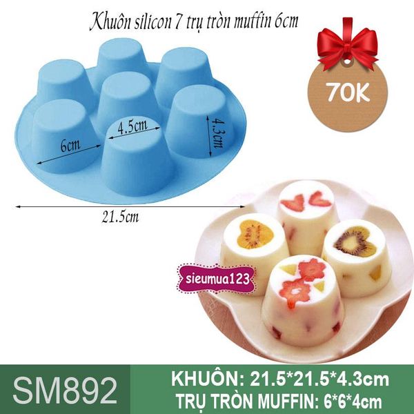 Khuôn silicon nướng bánh 7 trụ tròn muffin 6cm ( SM892 )