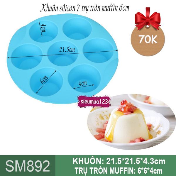 Khuôn silicon nướng bánh 7 trụ tròn muffin 6cm ( SM892 )