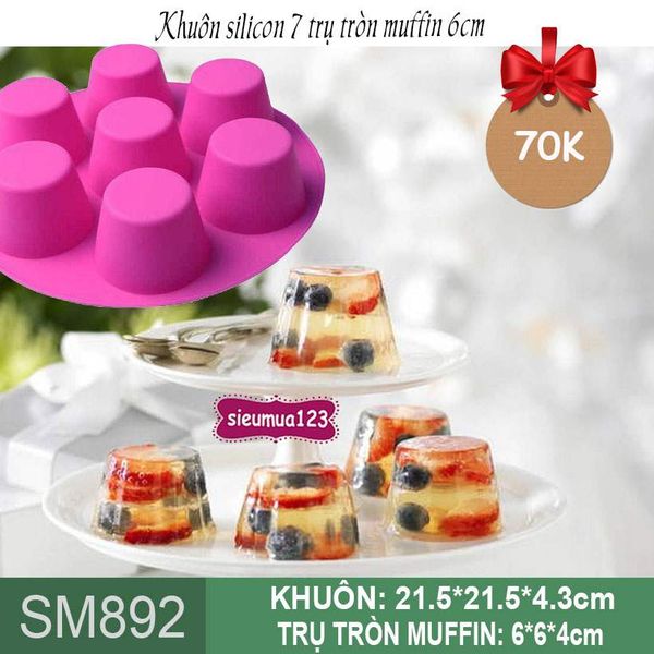 Khuôn silicon nướng bánh 7 trụ tròn muffin 6cm ( SM892 )