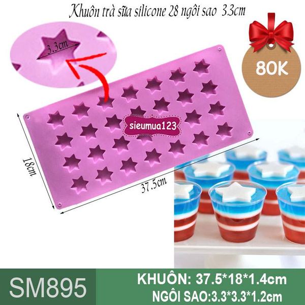 Khuôn trà sữa silicon 28 ngôi sao 3,3cm ( SM895 ) CÒN VÀI CÁI