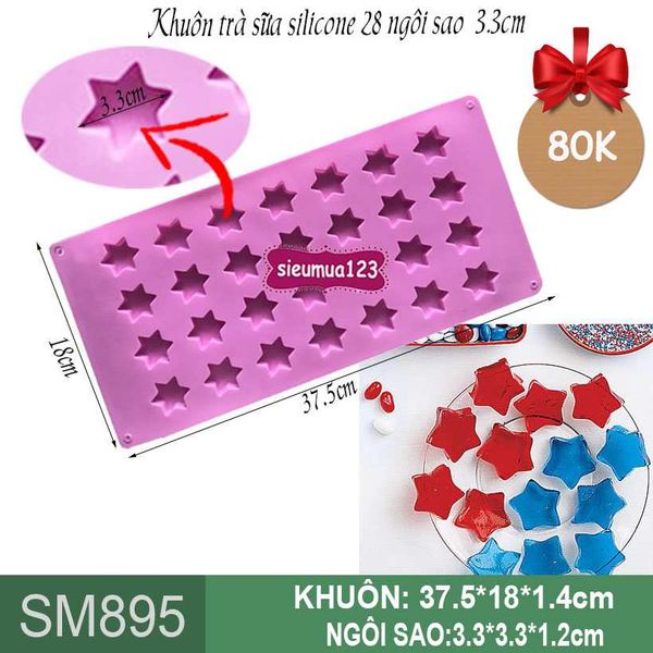 Khuôn trà sữa silicon 28 ngôi sao 3,3cm ( SM895 ) CÒN VÀI CÁI