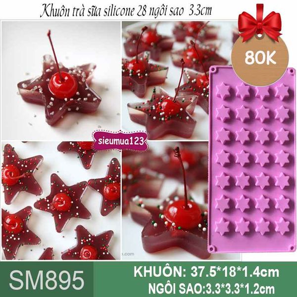 Khuôn trà sữa silicon 28 ngôi sao 3,3cm ( SM895 ) CÒN VÀI CÁI