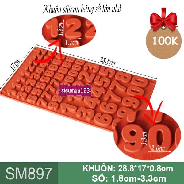 Khuôn silicon bảng số lớn nhỏ 1,8-3,3cm ( SM897 )