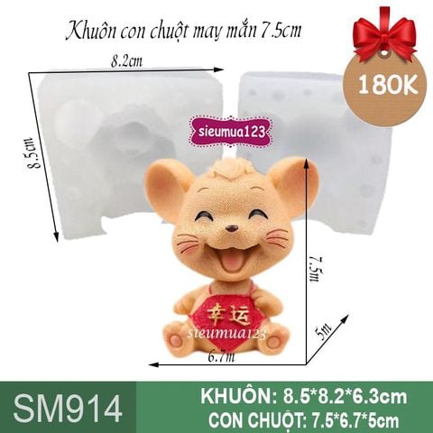 Khuôn silicon con chuột may mắn 7,5cm ( SM914 )