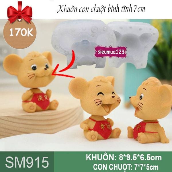 Khuôn silicon con chuột bình tĩnh 7cm ( SM915 )