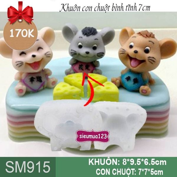 Khuôn silicon con chuột bình tĩnh 7cm ( SM915 )