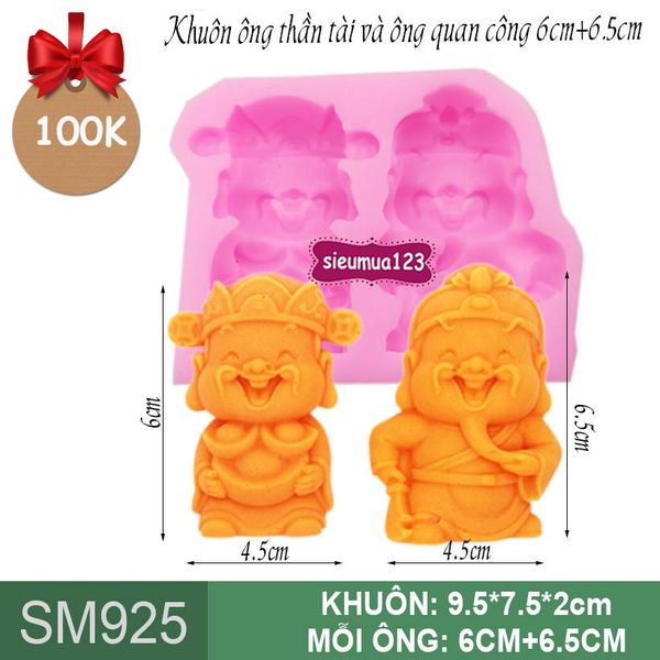 Khuôn rau câu silicon ông thần tài và ông quan công 6cm + 6,5cm ( SM925 )