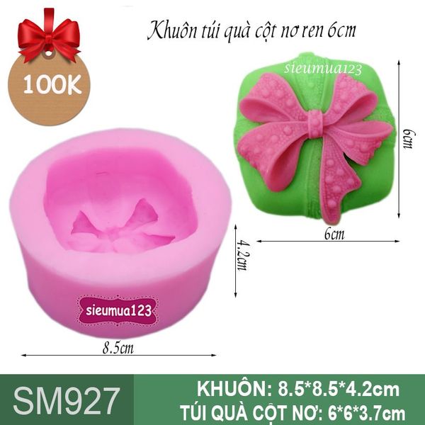 Khuôn silicon gói quà cột nơ ren 6cm ( SM927 )