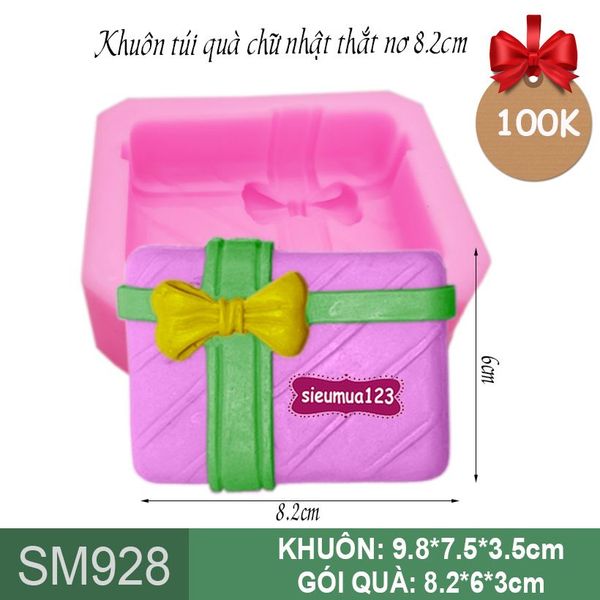 Khuôn silicon gói quà chữ nhật thắt nơ 8,2cm ( SM928 )