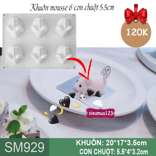 Khuôn bánh mousse: Khuôn 6 con chuột 5,5cm ( SM929 )