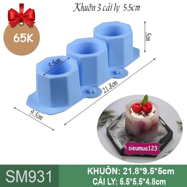Khuôn rau câu silicon 3 cái ly 5,5cm ( SM931 ) còn 3 cái