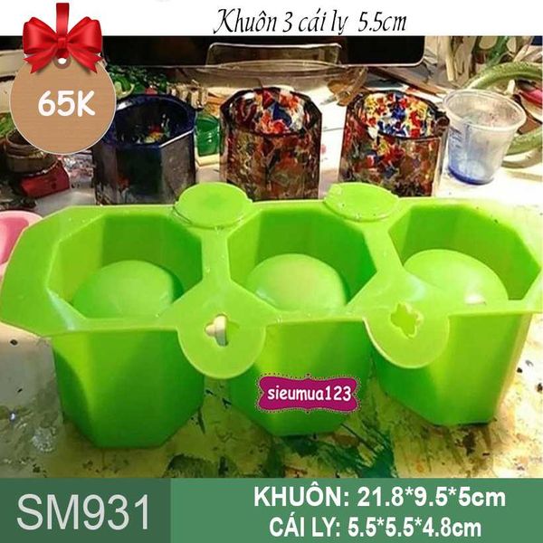 Khuôn rau câu silicon 3 cái ly 5,5cm ( SM931 ) còn 3 cái