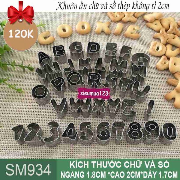 Bộ 35 khuôn ấn inox cắt chữ và số cao 2cm ( SM934 )