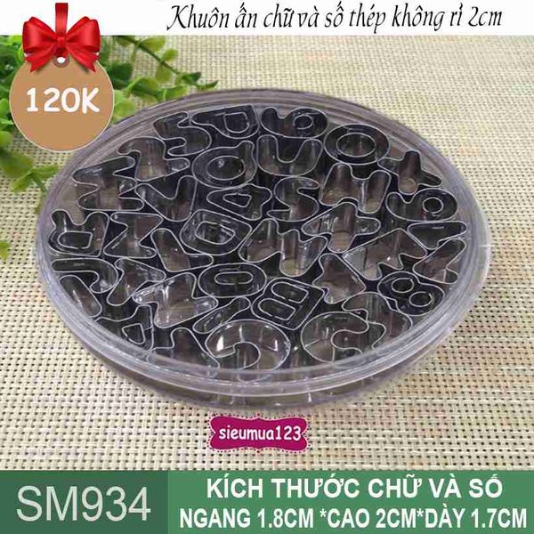 Bộ 35 khuôn ấn inox cắt chữ và số cao 2cm ( SM934 )