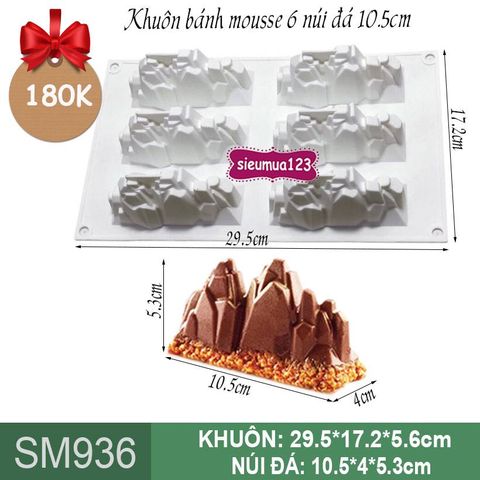 Khuôn bánh mousse silicon 6 núi đá 10,5cm ( SM936 )