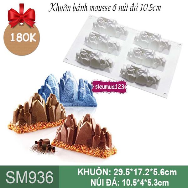 Khuôn bánh mousse silicon 6 núi đá 10,5cm ( SM936 )