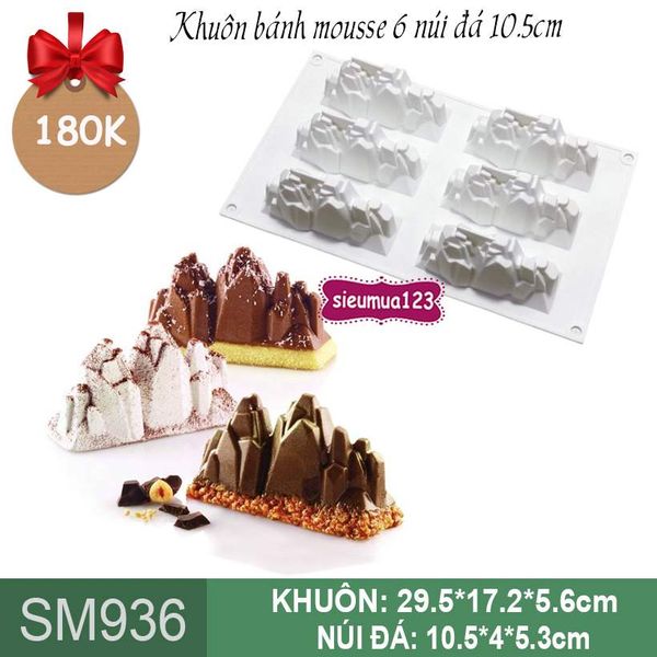 Khuôn bánh mousse silicon 6 núi đá 10,5cm ( SM936 )