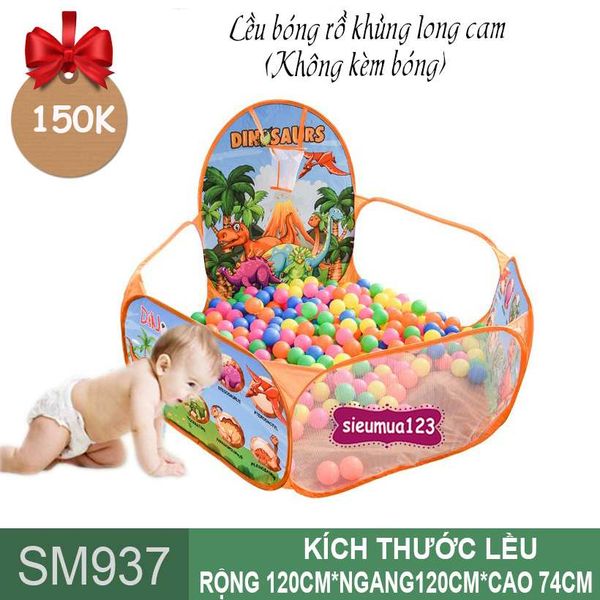 Lều bóng rổ khủng long cam cho bé ( SM937 ) (Không Kèm Bóng)
