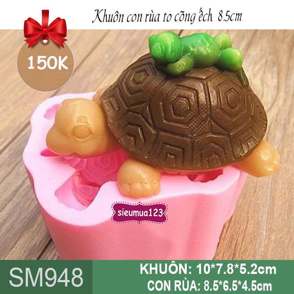 Khuôn silicon con rùa to cõng ếch 8,5cm ( SM948 )