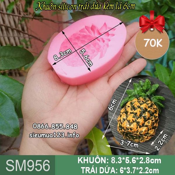 Khuôn silicon trái dứa kèm lá 6cm ( SM956 )
