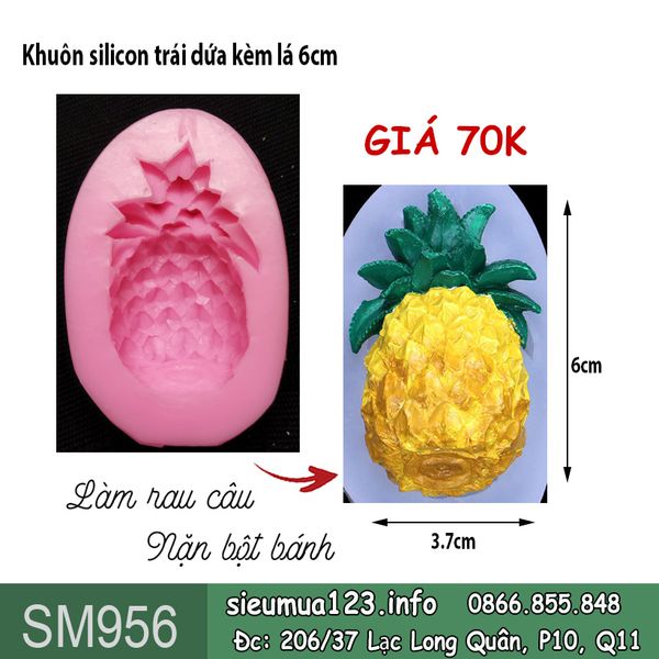 Khuôn silicon trái dứa kèm lá 6cm ( SM956 )