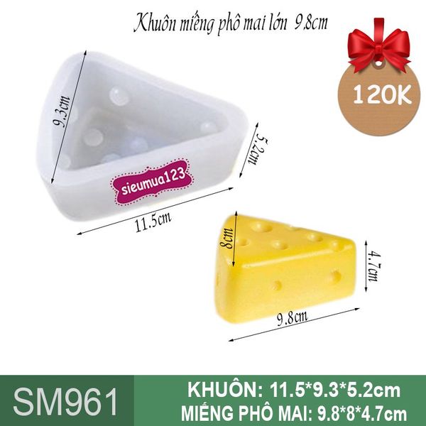 Khuôn rau câu silicon phô mai lớn 9,8cm ( SM961 ) khuôn to