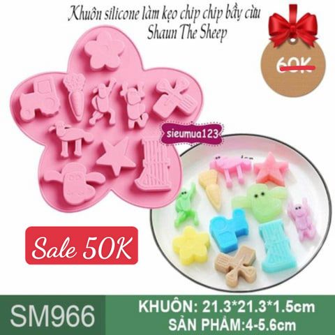 Khuôn silicon kẹo chip chip bầy cừu Shaun the Sheep 4cm - 5.6cm  ( SM966 )