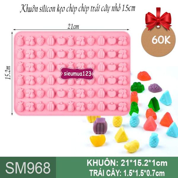 Khuôn silicon kẹo chip chip trái cây nhỏ 1,5cm ( SM968 )