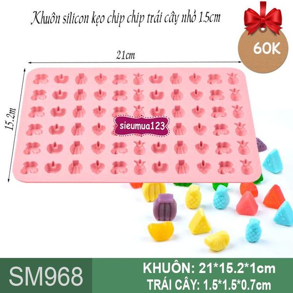 Khuôn silicon kẹo chip chip trái cây nhỏ 1,5cm ( SM968 )