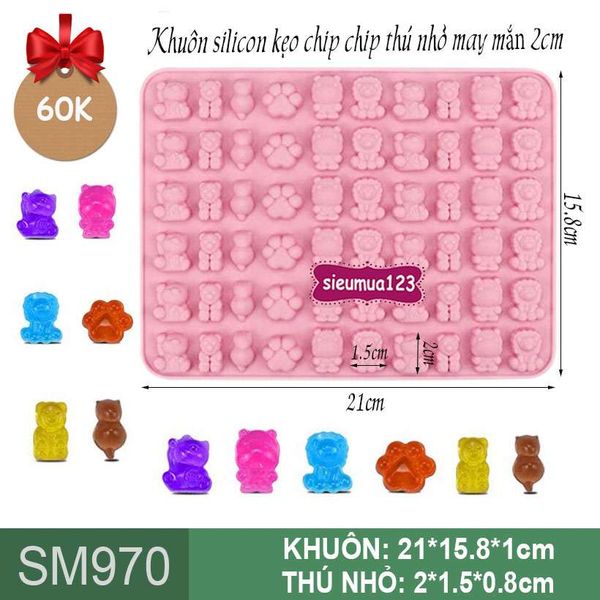Khuôn silicon kẹo chip chip thú nhỏ may mắn ( SM970 )