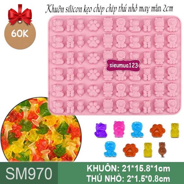 Khuôn silicon kẹo chip chip thú nhỏ may mắn ( SM970 )