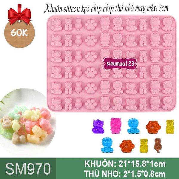 Khuôn silicon kẹo chip chip thú nhỏ may mắn ( SM970 )
