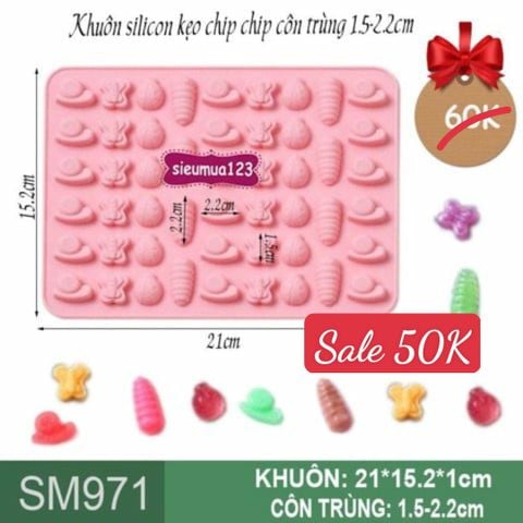 Khuôn silicon kẹo chip chip côn trùng 1.5-2,2cm ( SM971 )