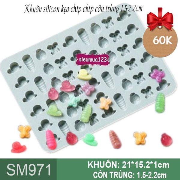 Khuôn silicon kẹo chip chip côn trùng 1.5-2,2cm ( SM971 )
