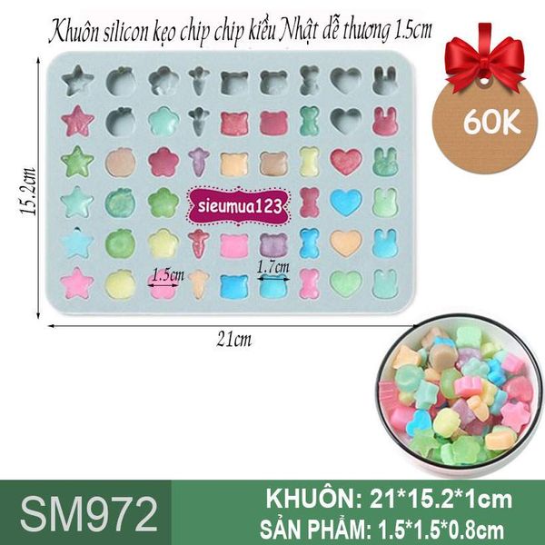 Khuôn silicon kẹo chip chip kiểu Nhật dễ thương 1,5cm ( SM972 )