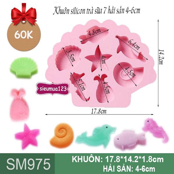 Khuôn silicon trà sữa 7 hải sản 4-6cm ( SM975 )