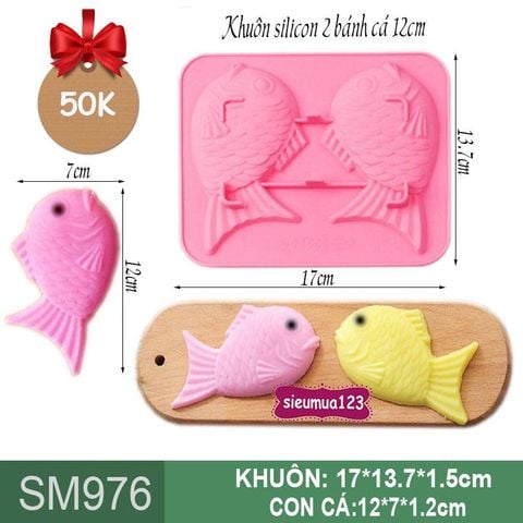 Khuôn silicon 2 bánh cá 12cm ( SM976 )