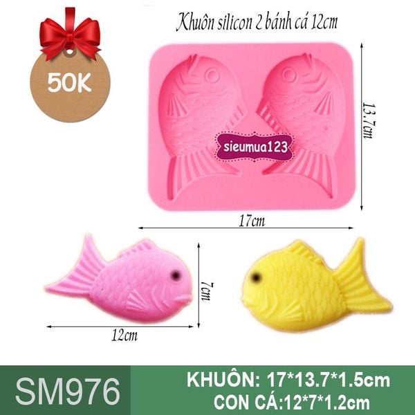 Khuôn silicon 2 bánh cá 12cm ( SM976 )