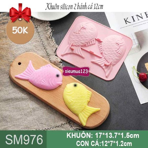 Khuôn silicon 2 bánh cá 12cm ( SM976 )