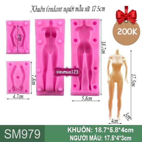 Khuôn silicon fondant người mẫu nữ 17,5cm ( SM979 )