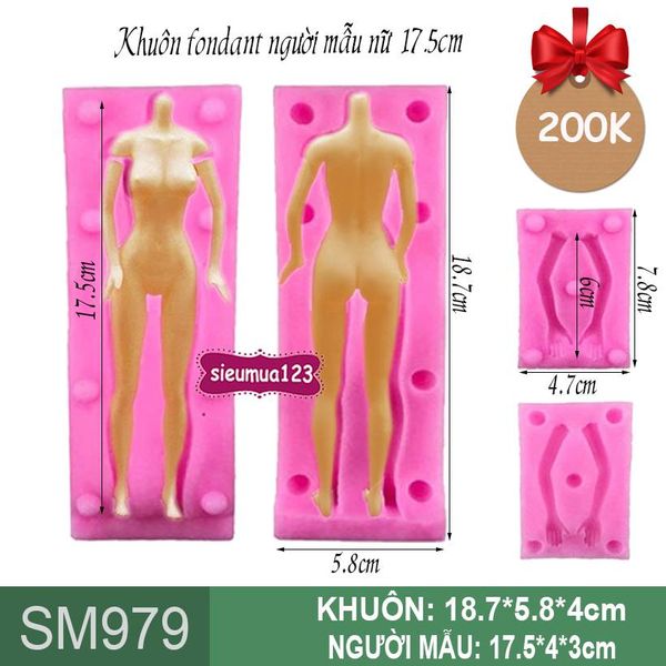 Khuôn silicon fondant người mẫu nữ 17,5cm ( SM979 )