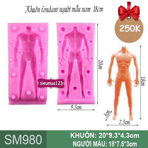Khuôn silicon fondant người mẫu nam 18cm ( SM980 )