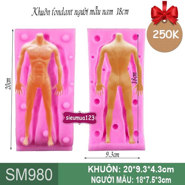 Khuôn silicon fondant người mẫu nam 18cm ( SM980 )