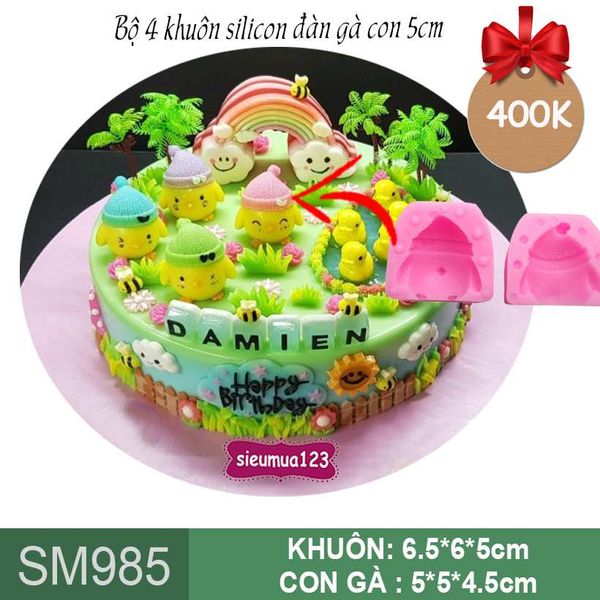 Bộ 4 khuôn silicon con gà con 5cm ( SM985 )