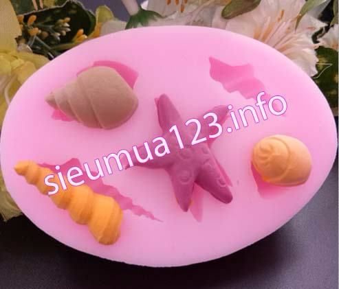 Khuôn silicon con sò ốc sao biển oval nhỏ 1,7cm - 3,3cm ( TC858 )