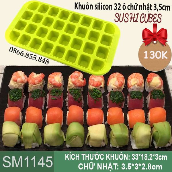 Khuôn silicon 32 ô chữ nhật 3,5cm làm sushi cubes ( SM1145 )