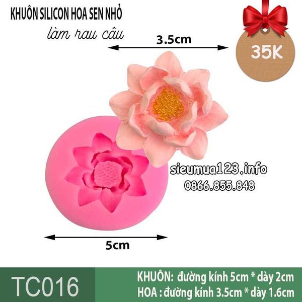 Khuôn silicon làm rau câu hoa sen nhỏ 3,5cm ( TC016 )