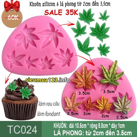 Khuôn silicon 6 lá phong 2cm - 3,5cm ( TC024 )