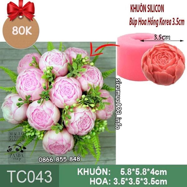 Khuôn silicon Búp Hoa Hồng Korea 3.5cm làm rau câu ( TC043 )