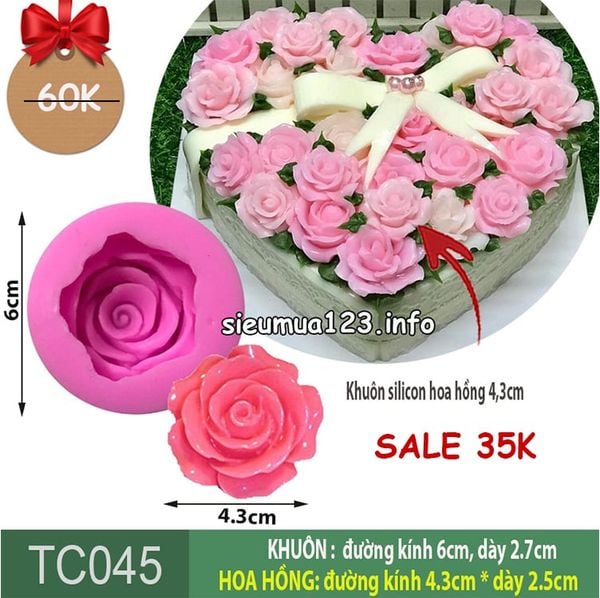 Khuôn silicon Hoa Hồng Cánh Mỏng 4,3cm ( TC045 )